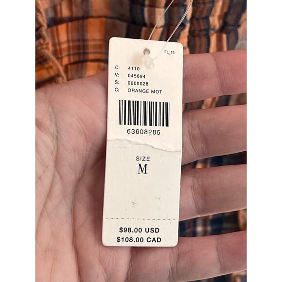 Verb by Pallavi Singhee Ruffled Plaid Tank Top Orange Motif Women's Size M NWT - Picture 7 of 9